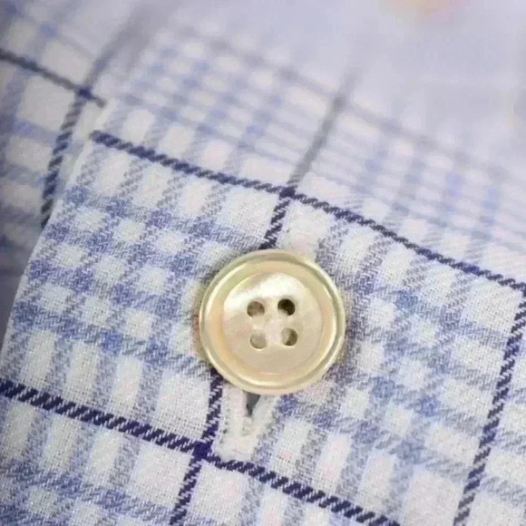 Luxe STILE LATINO Napoli Light Blue Check Cotton Dress Shirt 16.5/44EU Italy - Picture 11 of 11